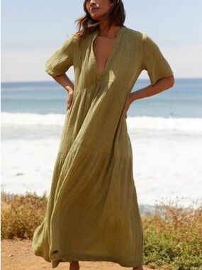 Anthropologie Kallie Maxi Dress in Olive